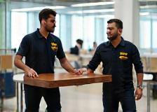 Manutention de mobilier de bureau par l’équipe Déplacement Express